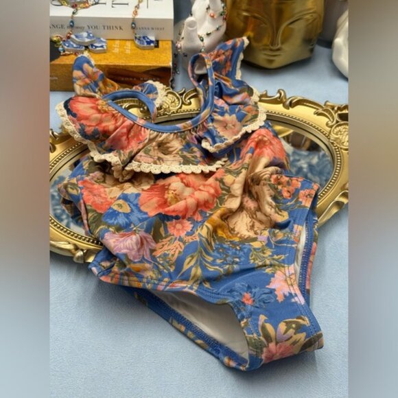 🆕 ZIMMERMANN KIDS 🧿 NWT August Trim Scoop 1PC, Dusty Blue Floral - Sz 2Y - Picture 6 of 13